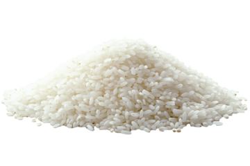 A pile of white rice on white background 