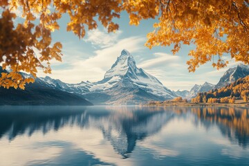 Fototapeta premium Mountain landscape with lake