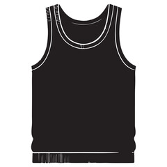 Tank Top Silhouette Vector Illustration, Solid White Background.
