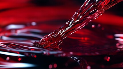 Elegant red wine flows into a glass, capturing sophistication and refined taste in a moment of indulgence