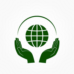 Hands up earth care logo design template