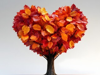 Vibrant Heart Shaped Tree with Warm Autumn Leaves in Stunning Natural Scenery