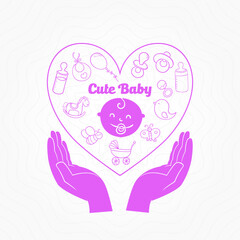 Hands up baby care logo design template