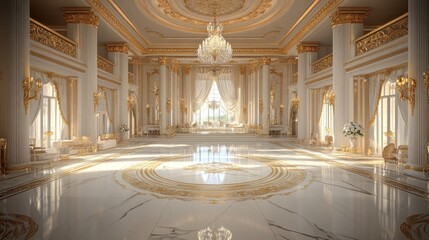 Obraz premium Opulent Grand Ballroom: A Palace of Gold and Marble