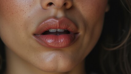 Naklejka premium A woman with a red lip is smiling