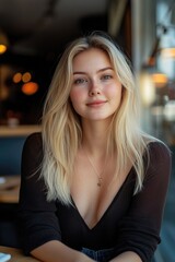 Fototapeta premium Woman dining at restaurant