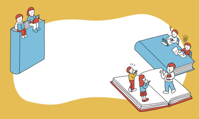独学や塾、それぞれの勉強スタイル　学校・塾・学習・受験勉強などのイラストフレーム