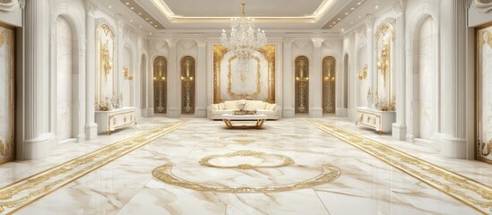 Obraz premium Opulent Palace Interior: A Luxurious Marble Hallway Design