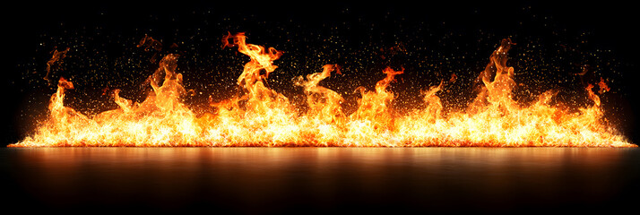 Intense fire blaze engulfs dark surroundings visual spectacle abstract environment close-up perspective energy and chaos