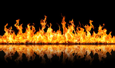 Dynamic fire flames lighting up the darkness captured in a high-contrast environment abstract visual art