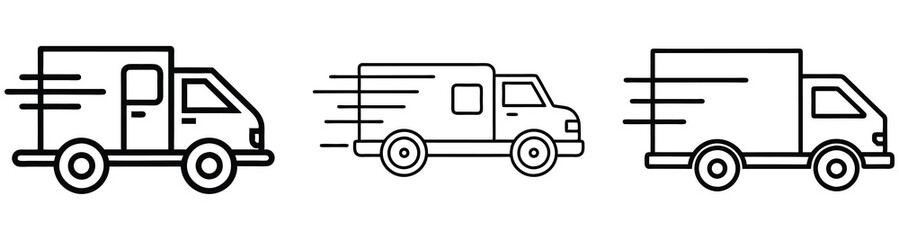 Fast Delivery Trucks Icon Set