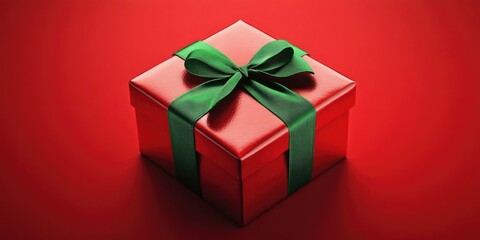 Red Gift Box with Green Ribbon