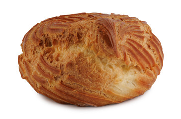 Eclair isolated on white background . Profiterole cake on white background .