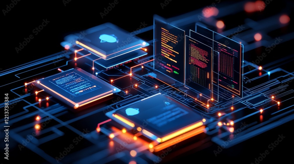 Aufkleber digital network architecture showcasing futuristic technology in a virtual environment with insightf