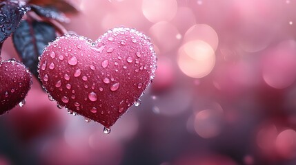 Obraz premium Romantic pink heart bokeh background with soft blurred lights and sparkling effects perfect for Valentine's Day celebrations and decorations