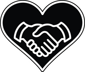 Heart Handshake silhouette vector illustration, Heart Handshake Icon, Heart Handshake line art vector