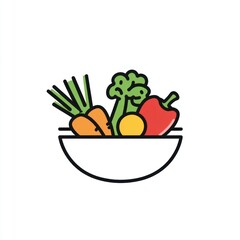 Bowl filled with fresh vegetables. Food illustration for healthy eating and recipes