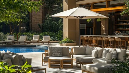 Luxury Resort Poolside Relaxation: Oasis of Calm and Tranquility
