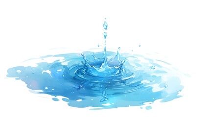 Artistic depiction of water droplets, gracefully falling, isolated on a transparent background