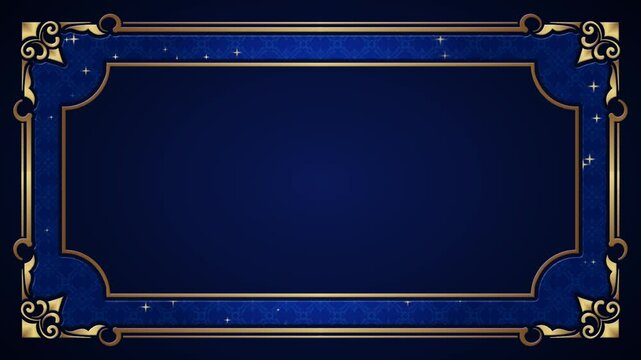 Floral frames gold and blue pattern