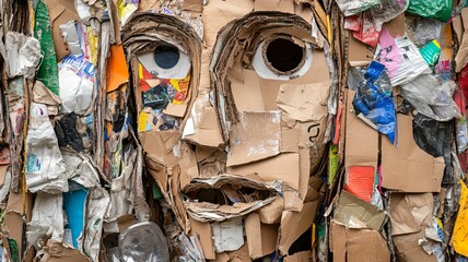 Face artwork from a recycled paper