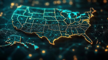 Digital connections across the usa map network technology visual data-driven environment futuristic viewpoint