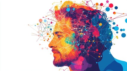 Diverse People Silhouettes Poster Abstract Art Graphic Design Creative Space Colorful Concepts