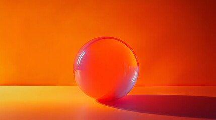 A fluorescent orb set on a orange backdrop