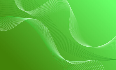 green light smooth lines wave curves on soft gradient abstract background