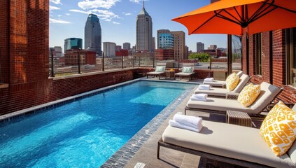 Luxury Rooftop Pool with City Skyline View