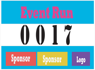 Blue colored marathon number bib isolated on white