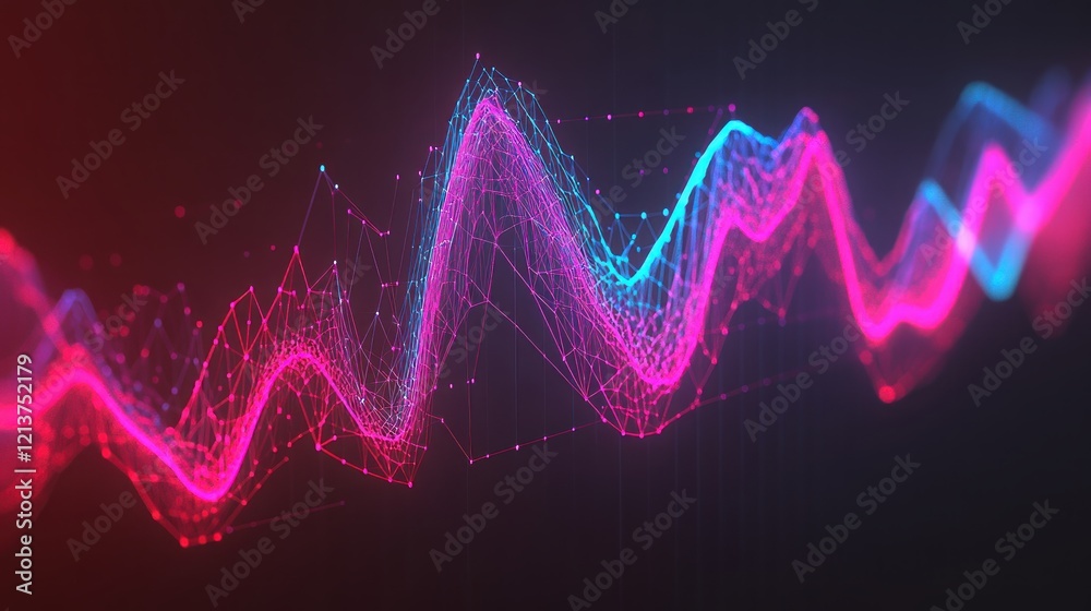 Poster Dynamic Wave Patterns in Vibrant Colors Blur Background