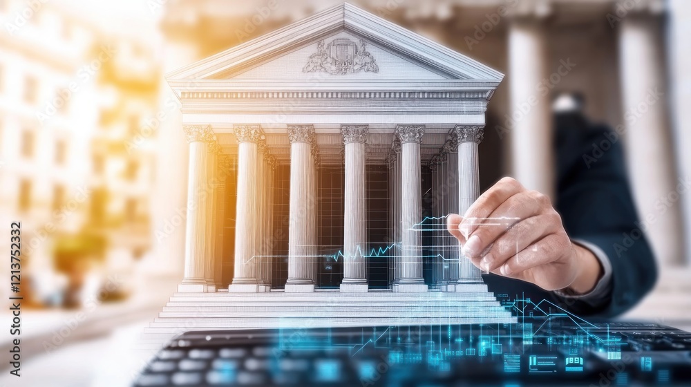 Poster Transforming Banking with Technology A Modern Approach Blur Background