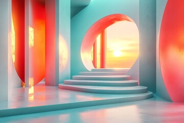 Abstract futuristic shapes, 3d render, Generative AI