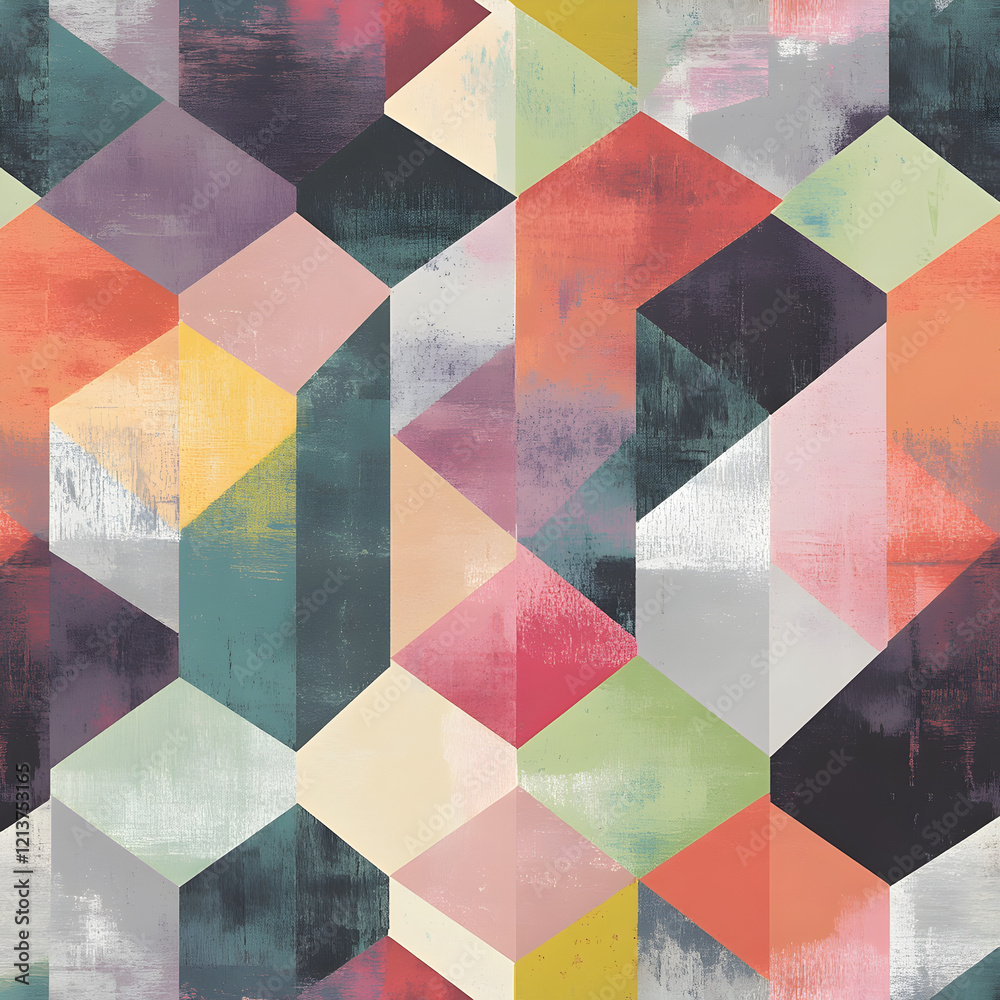 Poster geometric abstract: a vibrant and captivating abstract pattern composed of colorful geometric shapes