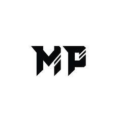 MP monogram logo design letter text name symbol monochrome logotype alphabet character simple logo