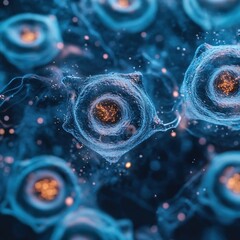 Microscopic Cellular Structures Abstract Deep Blue Hues Organic Forms