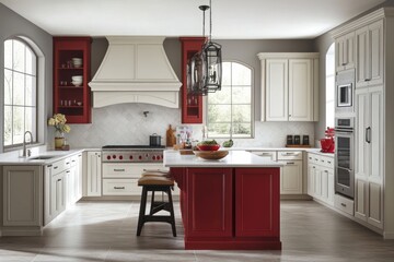 Elegant Two Tone Kitchen Design With Island