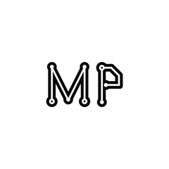 MP monogram logo design letter text name symbol monochrome logotype alphabet character simple logo