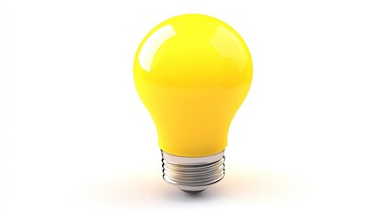 Yellow lightbulb studio shot, idea concept, white background