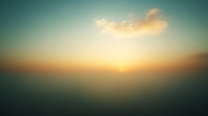 Obraz premium Serene Sunset Sky With Single Cloud Above Horizon