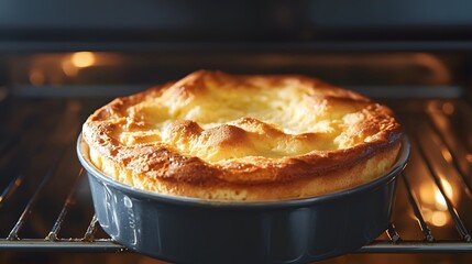 Natural Fats Calcium, Freshly Baked Cheese Souffl with Golden Brown Crust - Elegant Culinary Delight