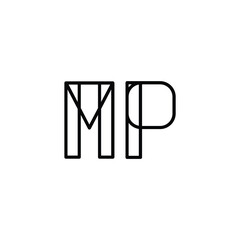 MP monogram logo design letter text name symbol monochrome logotype alphabet character simple logo
