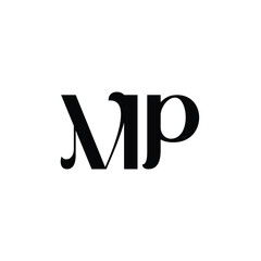 MP monogram logo design letter text name symbol monochrome logotype alphabet character simple logo