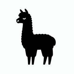 Fototapeta premium Alpaca silhouette in black on a white background