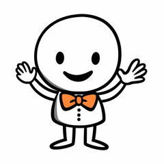Obraz premium Friendly ghost character waving and smiling, wearing bow tie