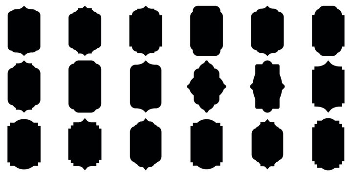 Islamic vector shape of a window or door arch. Set of vintage label and badges shape collections.. Collection of oriental style. Elegant Islamic frame shape. Vector design,