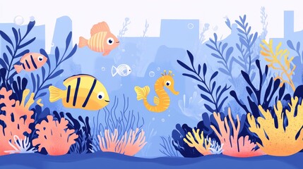 Ocean Life: Fish, Coral, Sea Horse