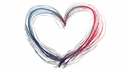 Heart Outline with Colorful Brush Strokes and Transparent Background,generative ai