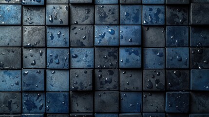 Minimalist blue background with square grid for design, banner template. Featuring white space in the center of the page for text. Ideal for geometric abstract wallpapers with a modern touch.